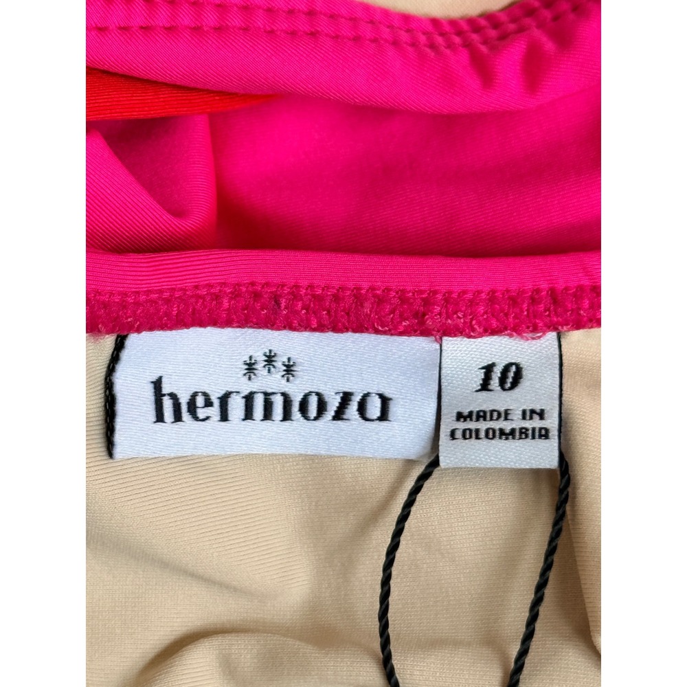 Hermoza Womens Hot Pink Red Sash Halter One Piece Swimsuit Size 10 Colombia - Picture 6 of 7
